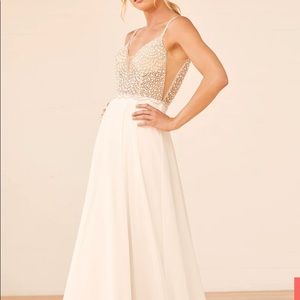 NWT. Lulus ‘True Love white beaded maxi dress’